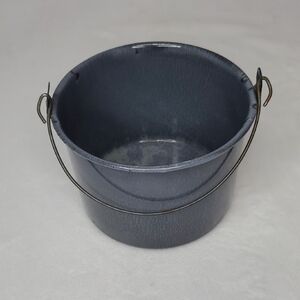 Vintage Grey Enamelware Bucket Farmhouse Collectible Antique